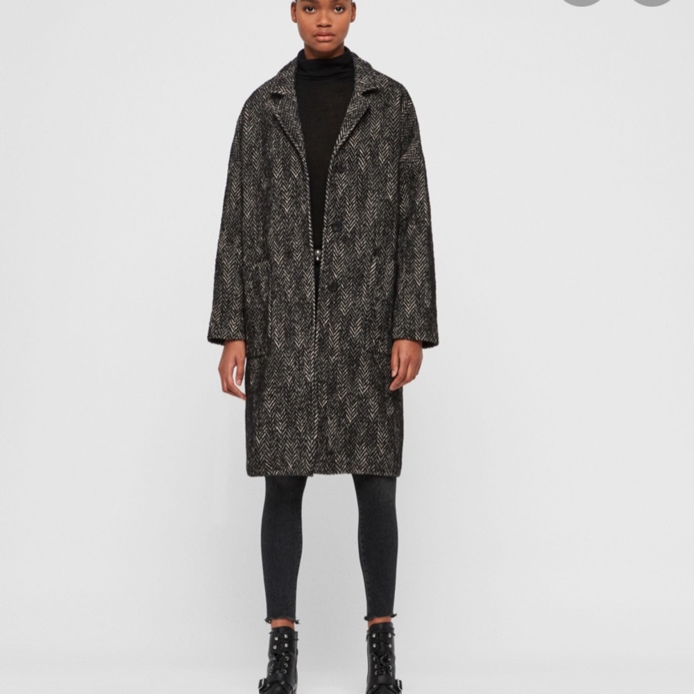 COPY - All saints Womens teya wool herringbone coat small
